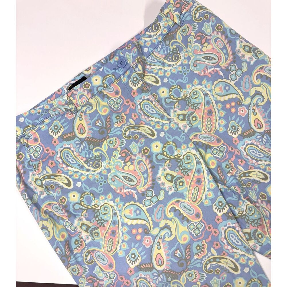 Talbots Perfect Crop Pants Sz16 Pastel Paisley Crop Ankle Stretch Preppy Coastal